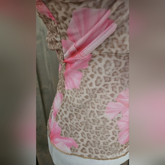 SEE YOU MONDAY Mesh Pink Floral Leopard Print Halter Top. Size XL NWT - Picture 12 of 12